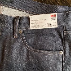 UNIQLO Men’s Stretch Navy Selvedge Slim Jeans 34/30 NWT